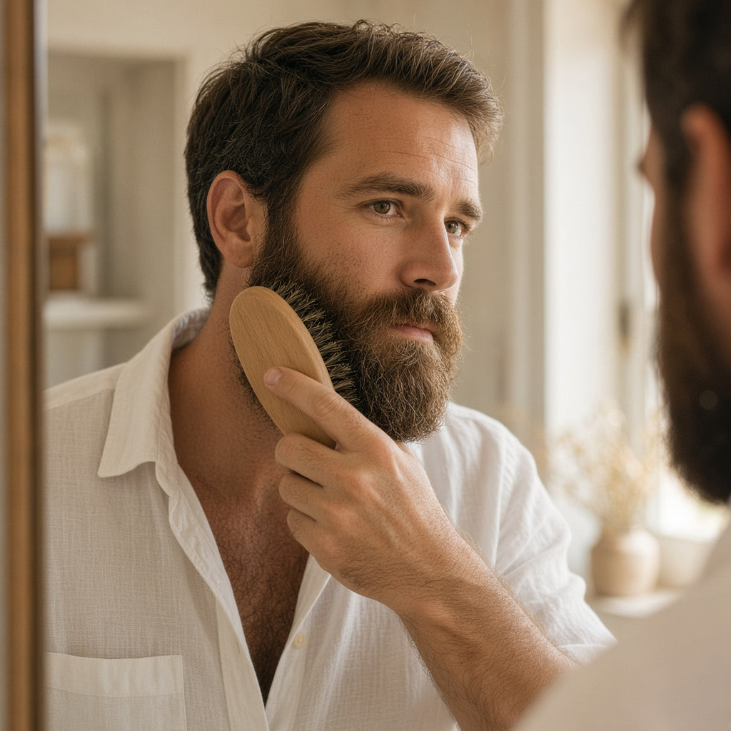 Beard Brush Kit — in use