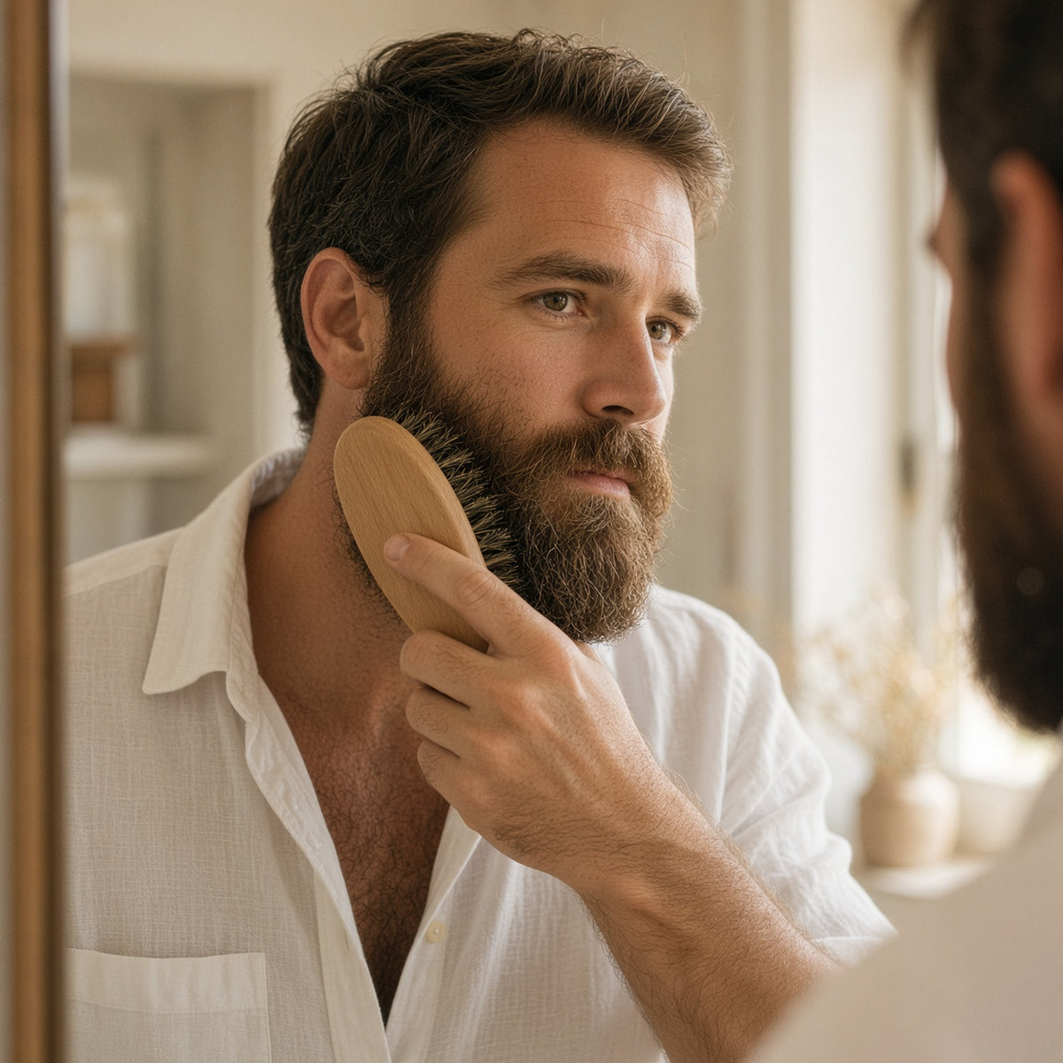 Beard Brush Kit — in use