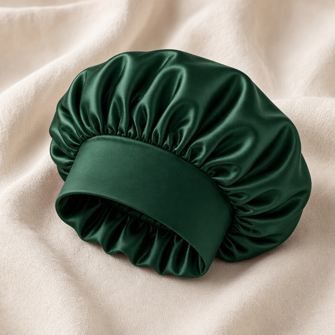 Satin Hair Bonnet — Dark Green