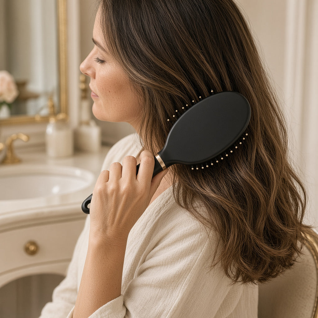 Cushion Paddle Brush — in use