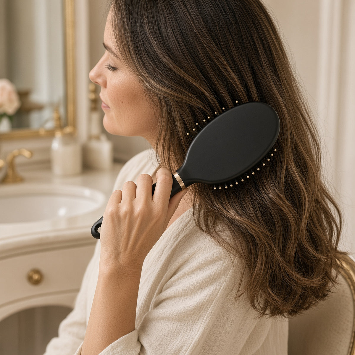 Cushion Paddle Brush — in use
