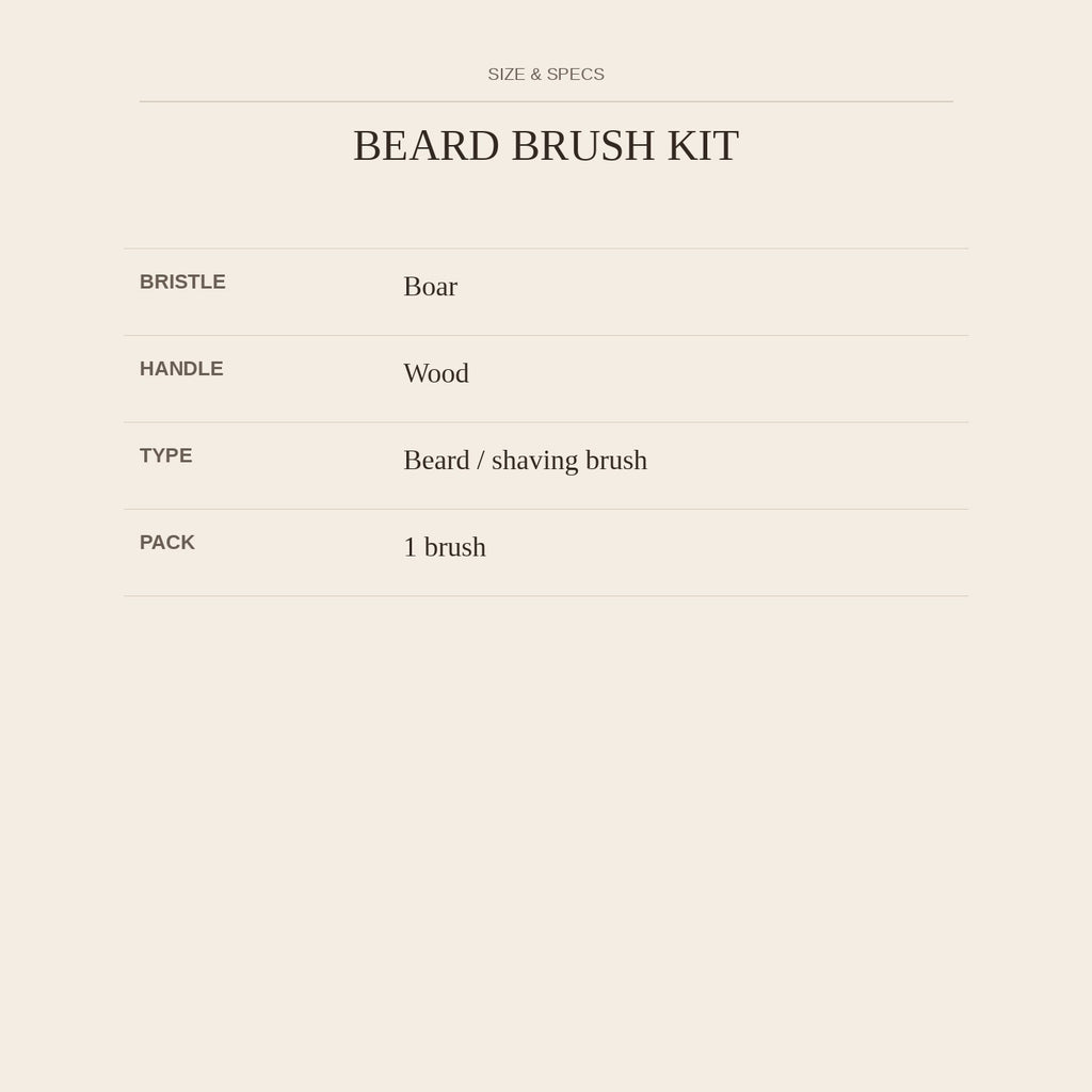 Beard Brush Kit — size and specs