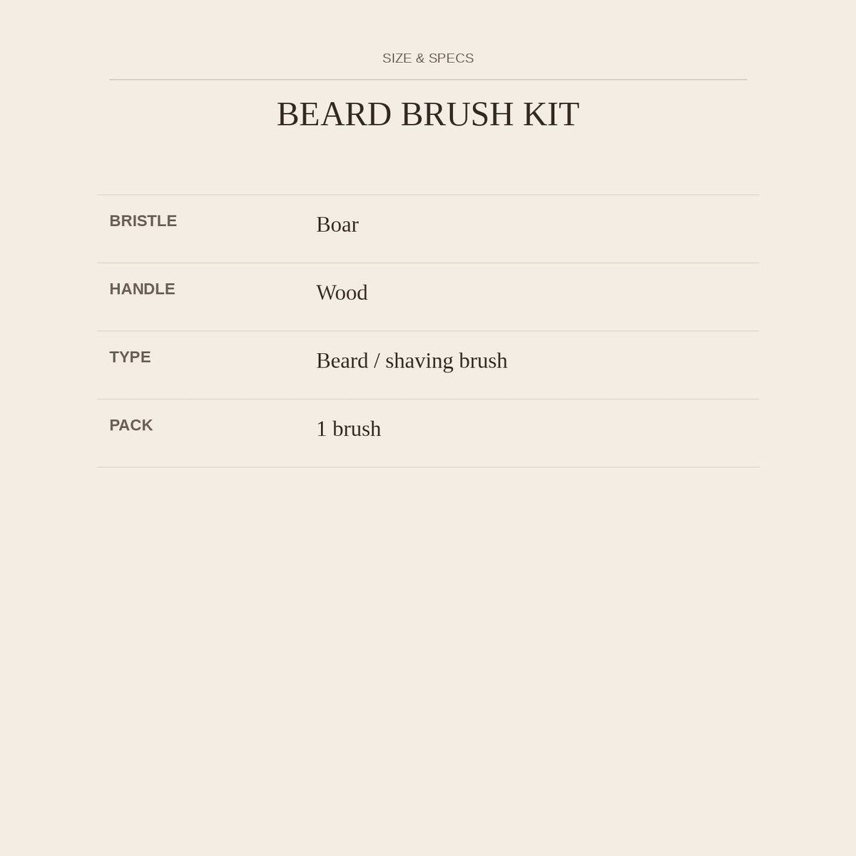 Beard Brush Kit — size and specs