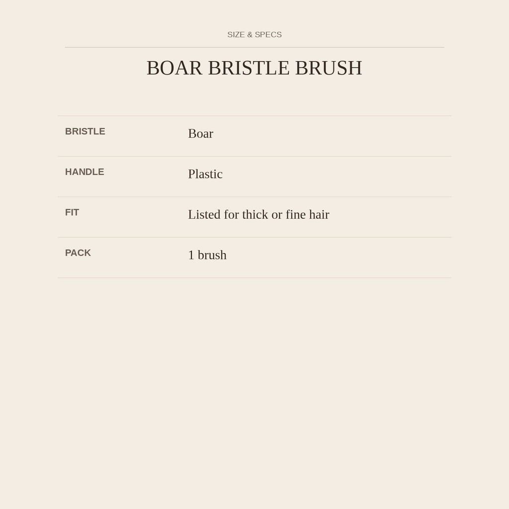 Boar Bristle Brush — size and specs