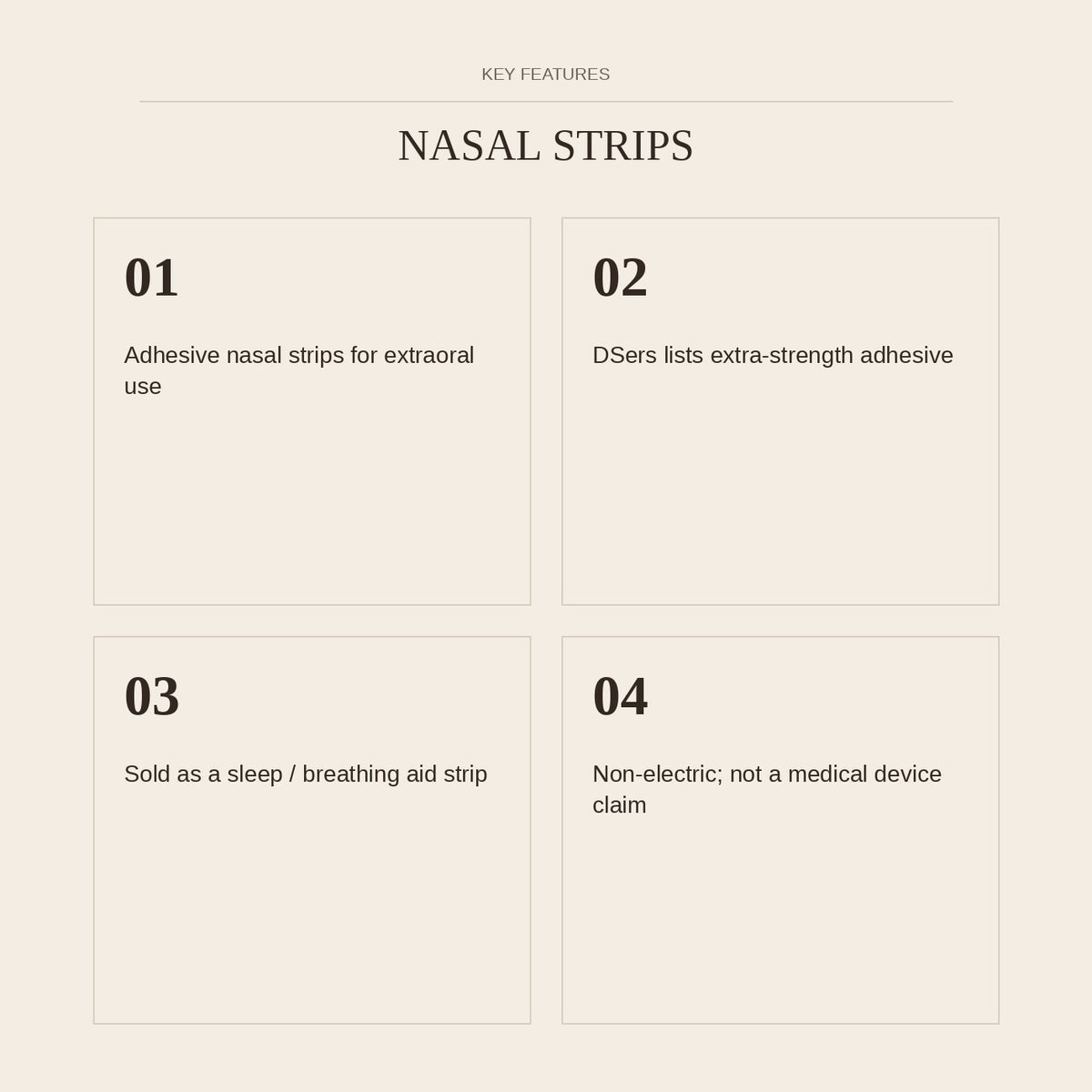 Nasal Strips — key features