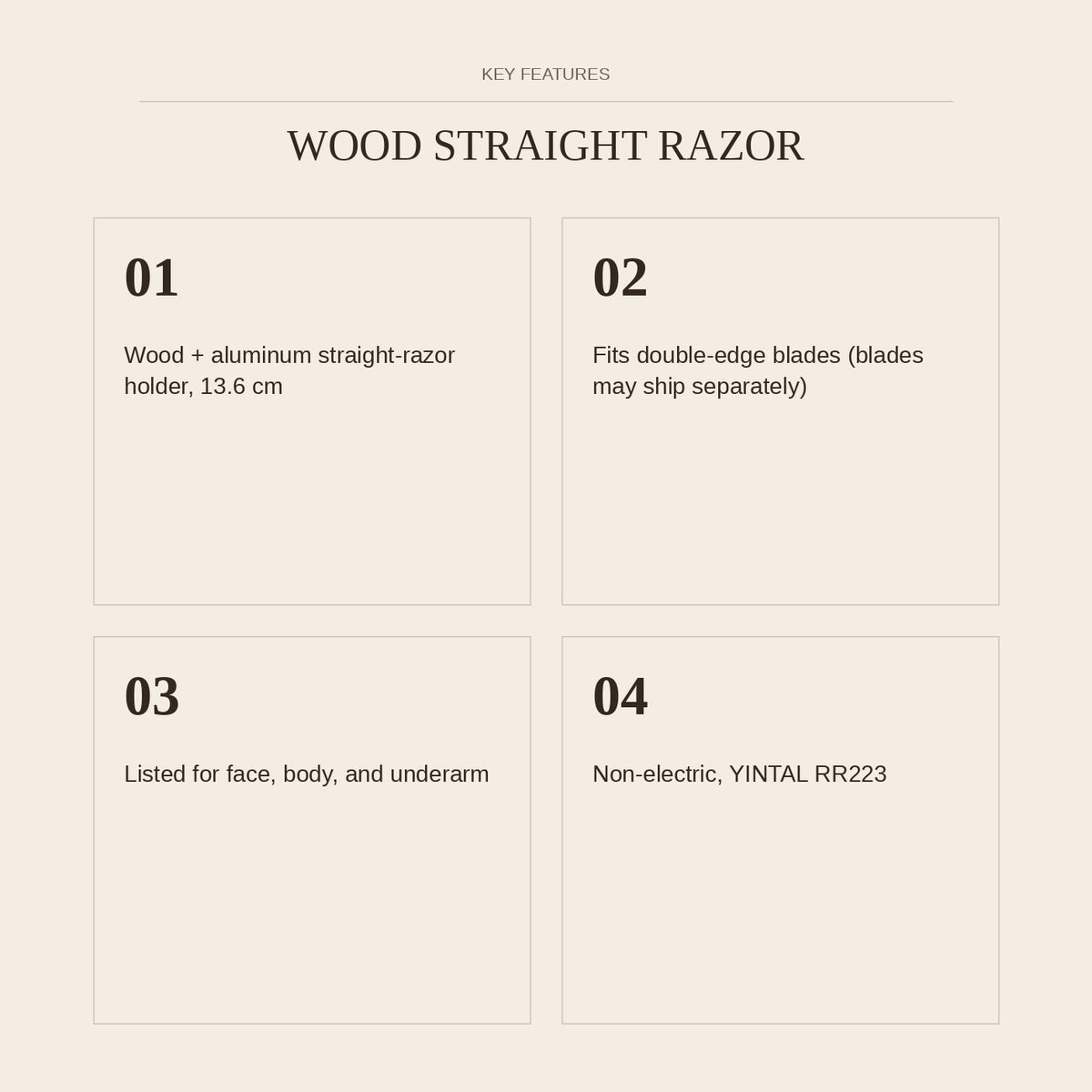 Wood Straight Razor — key features